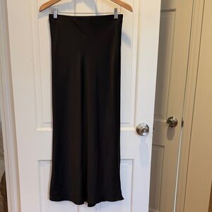 Zara black bias cut maxi skirt polyester elastic waist size XS new/tag